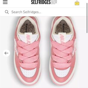 Naked Wolfe Pink and White Low-Top Sneakers- New Without Tags